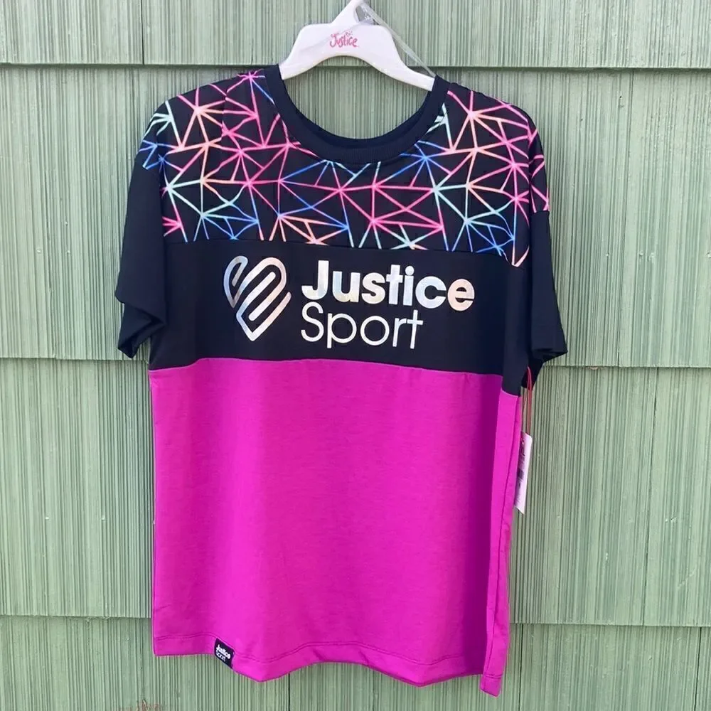 JUSTICE Girls J-Sport Blocked T-Shirts 2-Pack Size XL (16/18)